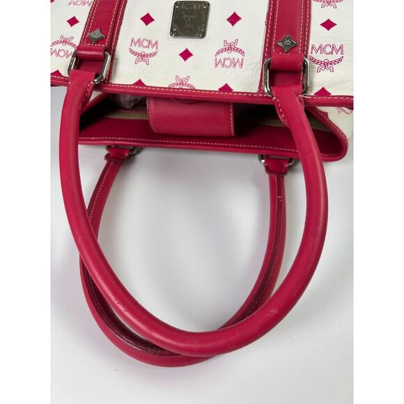 MCM Handbag White/raspberry Leather Tote - Picture 8 of 16